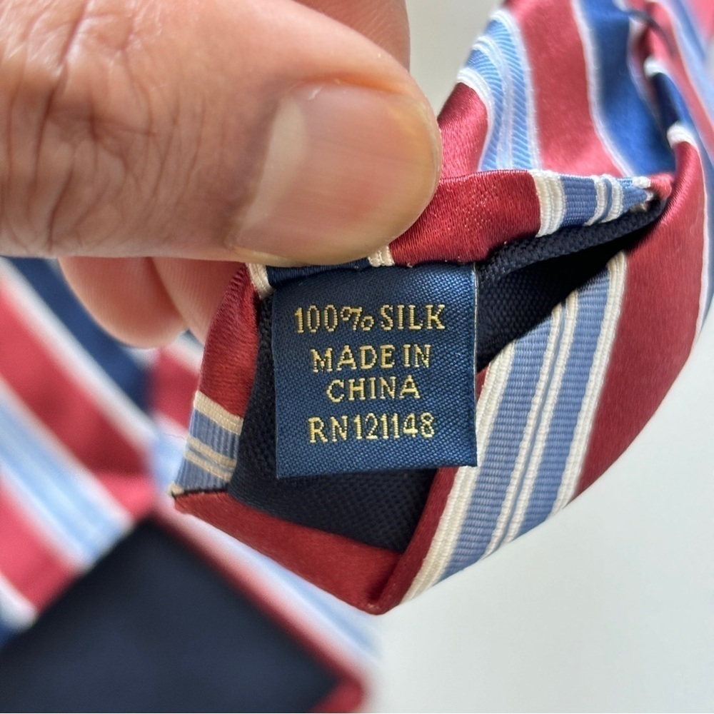 Club Room Estate Neckwear Men’s Silk Red Navy Striped Neck Tie — image 2 of 8